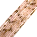 Pink and brown mottled natural stone cylindrical tube beads for DIY jewelry making - 2x4mm / Watermelon Skin (Striped)