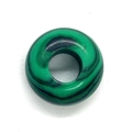 Polierter Donut-Anhänger aus grünem Malachit mit natürlichen schwarzen Wellenmustern - 8x14mm / Malachit
