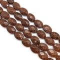 Faceted oval brown goldstone loose beads with glittering specks for DIY jewelry making - 10x14x6mm/15Pcs / Gold Sandstone
