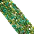 Matte natural silk agate beads in green with stripes for DIY jewelry making - 6mm / Style 4 (Green Red Mix) (No. 4)