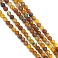 Matte warm-toned banded silk agate round beads for DIY jewelry making - Style 5 (Warm Earth Tone)
