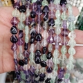Teardrop shaped natural fluorite beads in purple and green for DIY jewelry making - Approx 40 Pieces/Pack / Purple Crystal