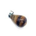 Polished teardrop tiger's eye pendant with golden stripes and silver metal clasp - 1.3cm x 2.3cm / Tiger's Eye