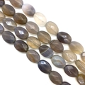 Faceted natural gray agate oval beads with unique stone texture for DIY jewelry making - 10x14x6mm/15Pcs / Grey Agate