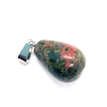 Teardrop unakite stone pendant with natural green and pink patterns and silver bail - 1.3cm x 2.3cm / Unakite