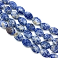 Oval flat sodalite beads with natural blue and white mottled pattern for jewelry making - 10x14x6mm/15Pcs / Blue Spot Stone
