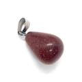Waterdrop shaped goldstone pendant with a sparkling brown finish and silver bail clasp - 1.3cm x 2.3cm / Gold Sandstone