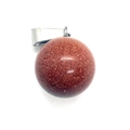Pendentif boule en pierre de soleil brune avec texture pailletée et fermoir argent - 14mm / Pierre de Sable d'Or