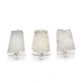 Natuurlijke witte druzy kristallen hanger met verzilverde dubbele ringen voor sieraden - Zilveren Rand / Melkwit