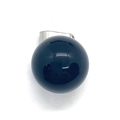 Pendentif boule en pierre fine noire polie avec fermoir argenté pour bijoux DIY - 14mm / Agate noire