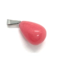 Pink gemstone drop pendant with a polished finish and elegant silver metal clasp - 1.3cm x 2.3cm