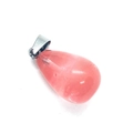 Pink natural stone waterdrop pendant with silver clasp for DIY necklace jewelry making - 1.3cm x 2.3cm / Watermelon Quartz
