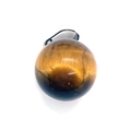 Pendentif boule en œil de tigre avec cristal naturel rond 14mm et fermoir argenté - 14mm / Œil de tigre