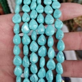 Cuentas de turquesa en forma de pera con vetas negras para la creación de joyas DIY - Aproximadamente 40 Piezas/Paquete / Turquesa Azul
