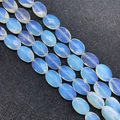 Polished oval opalite beads in translucent light blue for DIY jewelry making - 10x14x6mm/15Pcs / Opal