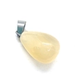 Waterdrop-shaped natural stone pendant in pale yellow with a silver metal clasp - 1.3cm x 2.3cm / Pale Yellow Style (No. 20)