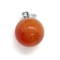 Pendentif sphérique en agate rouge avec bélière argentée, pierre gemme pour bijoux DIY - 14mm / US 14