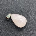 Polished teardrop-shaped pink crystal pendant with a silver metal clasp for DIY jewelry - 1.3cm x 2.3cm / White Jade (Pink Tone)