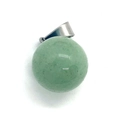 Pendentif boule en pierre naturelle verte avec fermoir argenté poli pour bijoux - 14mm / Aventurine Verte