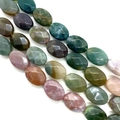 Faceted oval natural stone beads in mixed colors for DIY jewelry making - 10x14x6mm/15Pcs / India Agate