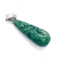 Teardrop green zoisite stone pendant with silver metal clasp for DIY jewelry - 11x30mm / Ruby Zoisite
