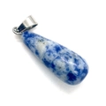 Blue sodalite waterdrop stone pendant with silver bail for DIY necklace making - 11x30mm / Blue Spot Stone