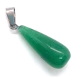 Green teardrop malachite stone pendant with silver metal bail for DIY jewelry necklace - 11x30mm / Green Jade
