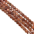 Drie strengen bruine goudsteen hexagonale facetkralen voor DIY sieraden maken - 8x8x5mm Ca. 26 Kralen / Goudzandsteen
