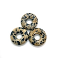 Polierte Dalmatiner-Jaspis Donut-Anhänger mit schwarzen Flecken für DIY-Schmuck - Dalmatinerjaspis