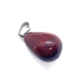 Red jasper gemstone teardrop pendant with silver clasp for DIY jewelry necklace - 1.3cm x 2.3cm / Red Unakite