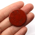 Ciondolo tondo in Diaspro Rosso naturale lucido con foro per la creazione di gioielli - 30MM / Diaspro Rosso