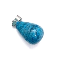 Teardrop blue speckled natural stone pendant with silver metal clasp for DIY jewelry - 1.3cm x 2.3cm / Blue Crazy Agate