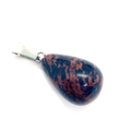 Teardrop pendant crafted from natural red-black stone with silver metal bail clasp - 1.3cm x 2.3cm / Swan Stone