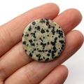 Ciondolo a disco rotondo in diaspro dalmata da 30mm con macchie nere per gioielli fai da te - 30MM / Diaspro dalmata