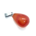 Polished red agate teardrop stone pendant with silver metal clasp for DIY jewelry - 1.3cm x 2.3cm / Red Agate