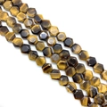 Faceted hexagonal tiger eye stone beads with golden brown fibrous texture for jewelry - 8x8x5mm Approx 26 Beads / Tiger's Eye