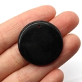 Ciondolo a disco piatto in ossidiana nera lucida con foro per gioielli fai-da-te - 30MM / Agata nera