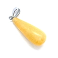 Water-drop shaped yellow agate pendant with silver bail clasp for DIY necklaces - 11x30mm / Topaz