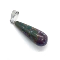 Waterdrop-shaped natural stone pendant with colorful textures and silver bail clasp - 11x30mm / Size 20