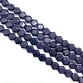 Deep blue goldstone faceted hexagonal loose beads for DIY jewelry making - 8x8x5mm Approx 26 Beads / Blue Sandstone