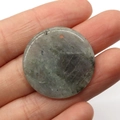 Natural round watermelon crystal stone pendant with 30mm flat disk shape and single hole - 30MM / Flash Stone (Labradorite)
