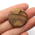 Natural round Picture Jasper stone pendant for DIY necklace with earth-tone patterns - 30MM / Jasper