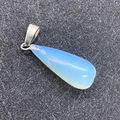 Elegant teardrop opal pendant with a silver clasp for DIY necklace making projects - 11x30mm / Opal