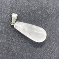 Teardrop-shaped translucent white crystal pendant with silver metal clasp for DIY jewelry - 11x30mm / White Crystal