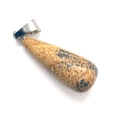 Water drop natural picture stone pendant with silver metallic bail for DIY necklaces - 11x30mm / Jasper