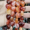 Natürliche herzförmige Achat-Loseperlen in warmen Orangerot-Tönen für DIY-Schmuck - 16x16x8mm (~12 Stück/Packung) / Rot gestreifter Achat