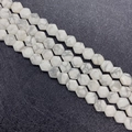 Faceted white stone hexagon beads with grey marble texture for DIY jewelry making - 8x8x5mm Approx 26 Beads / Howlite