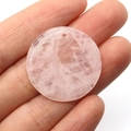 Pink quartz natural stone round disc pendant for DIY jewelry necklace accessories - 30MM / Rose Quartz