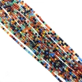 Strands of 2mm-3mm multi-colored round natural stone beads with smooth striped texture - Flower Agate No.2