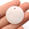 Light pink watermelon crystal 30mm round disk pendant with single hole for DIY jewelry - 30MM / White Jade